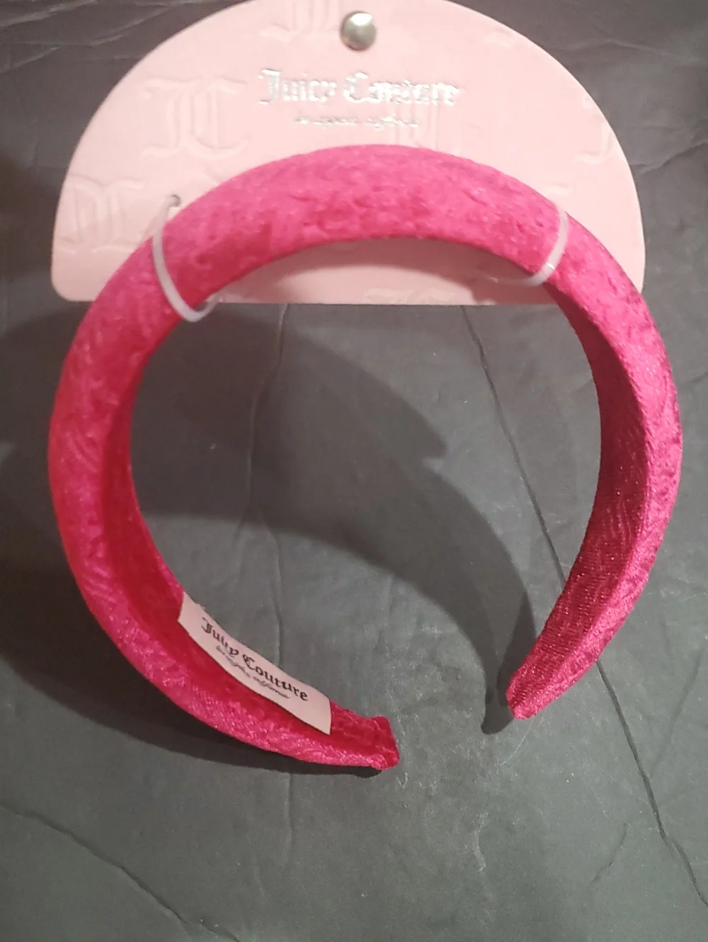 Juicy Couture 2 pack fuchsia raspberry Juicy embossed plush velvet headbands nee